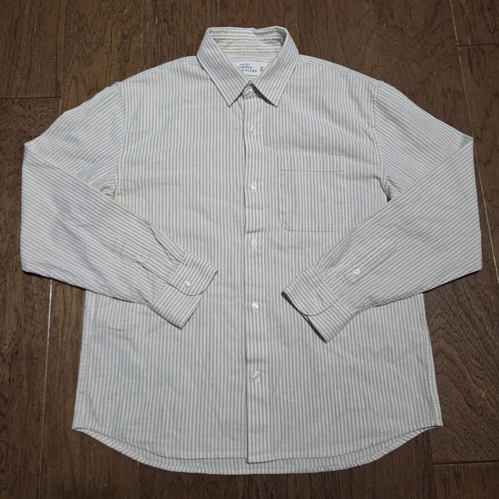Abercrombie & Fitch Shirt Mens M Stripe Linen Blend Preppy Beach Vacation